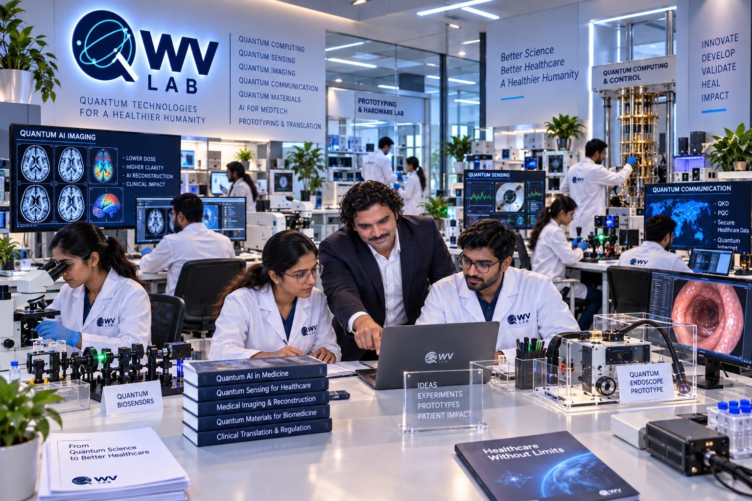 Santosh Talaghatti working with the Quantum World Ventures research team in the QWV Lab